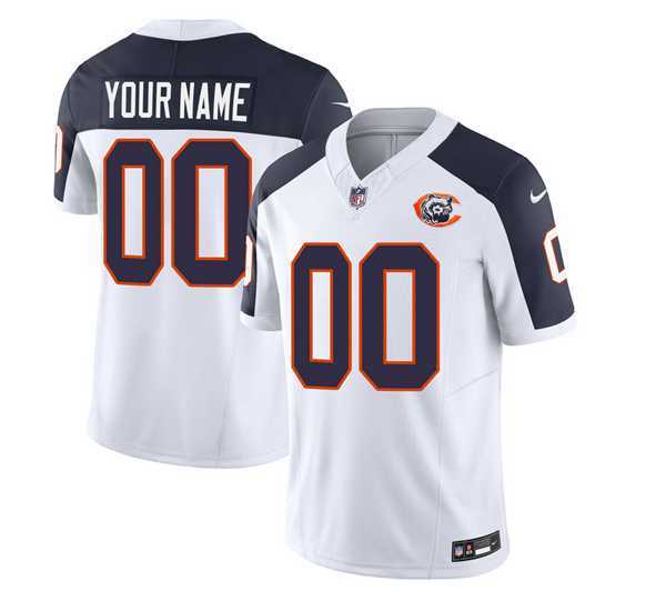 Mens Chicago Bears Active Player Custom 2023 F.U.S.E. White Navy Throwback Limited Football Stitched Jersey